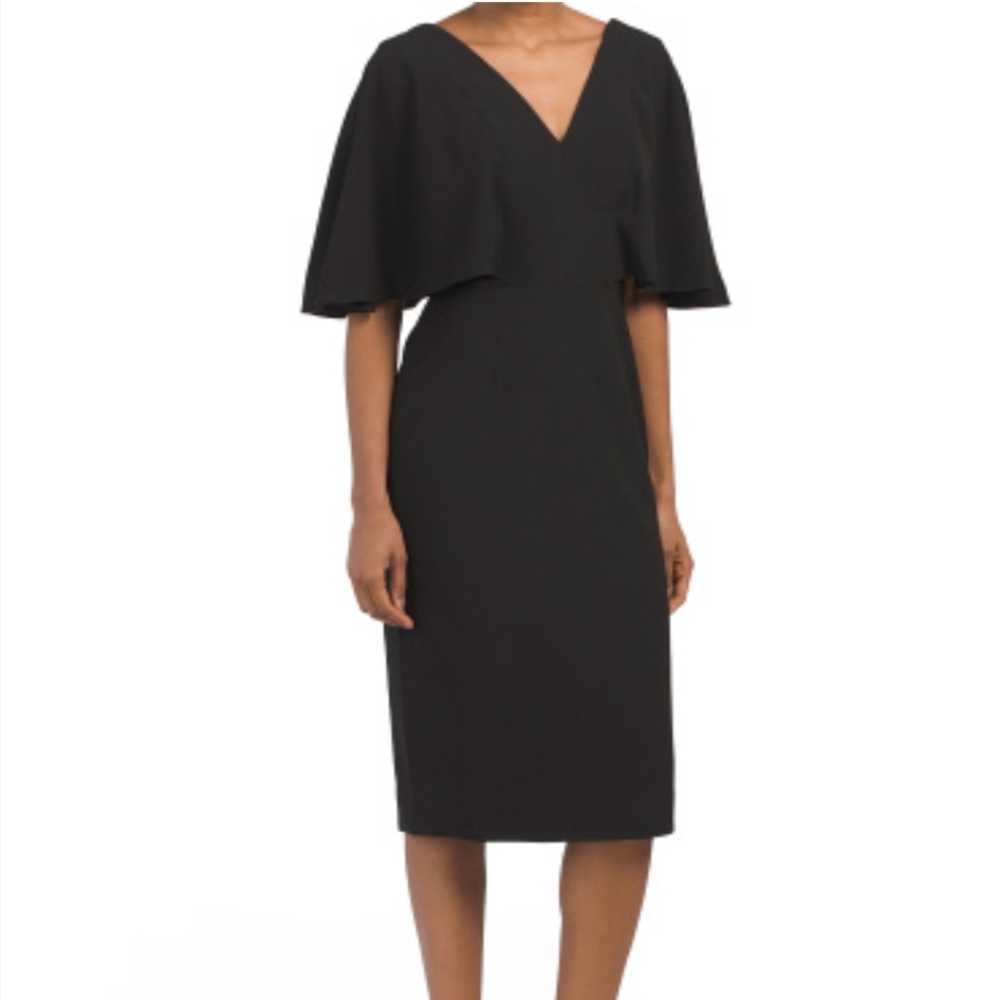 J.CREW Collection Black Deep V Batwing Midi Dress Size 6
